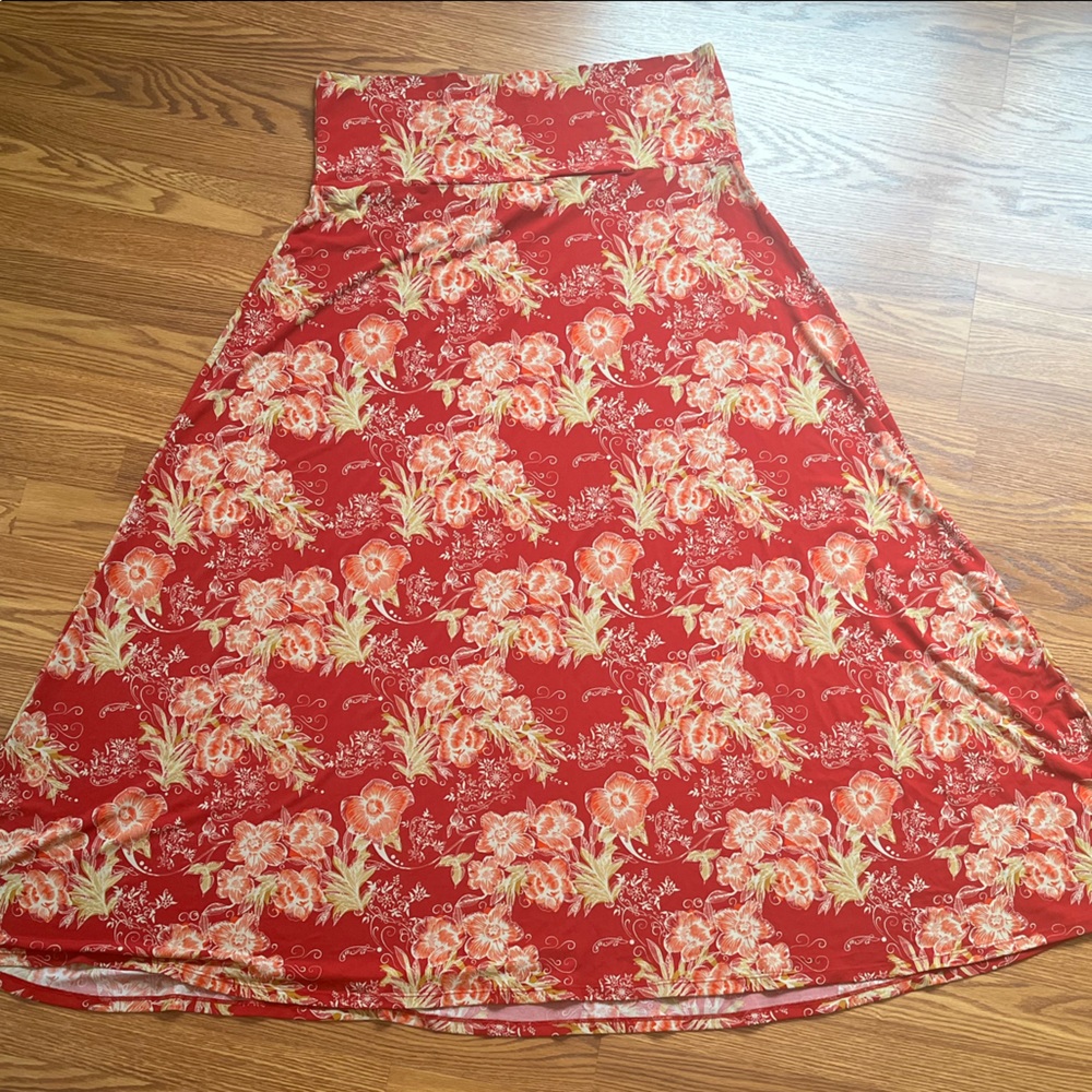 ✔️LuLaRoe Red/Orange Maxi Skirt, EUC, 3x